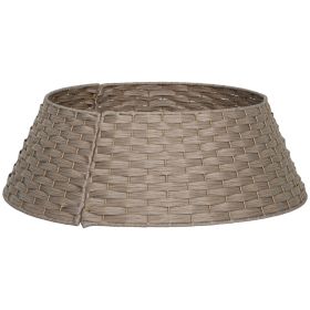 27 inch Rustic Christmas Tree Skirt, Plastic Woven Christmas Tree Collar for Party, Holiday, Home Decoration, Coffee