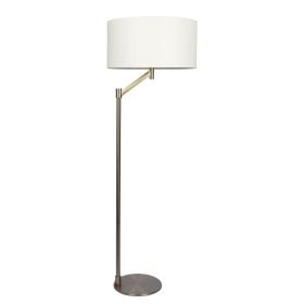 Serene Brushed Nickel Floor Lamp With Rotary  Metal Base White Linen Shade