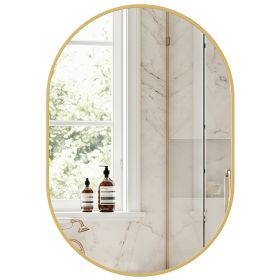 Bathroom Mirror, Oval Wall Mirror, With Rust-proof Metal Frame And Tempered Glass (Option: gold  2436)