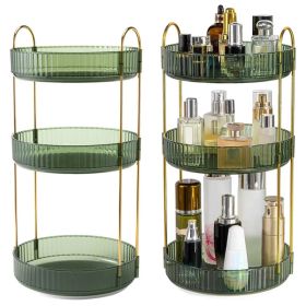 3 Tier Rotating Makeup Organizer 360° Spinning Perfume Cosmetic Storage Tray 55LBS Load Countertop Shelves For Lotion Lipstick (Option: Green)