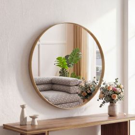 Round Wall Mirror With Metal Frame, Bathroom Round Wall Mirror (Option: Gold  24IN)