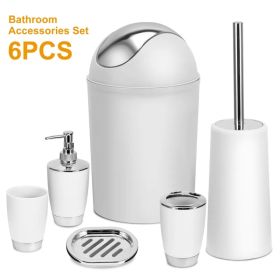 Bathroom Accessories Set 6 Pcs Bathroom Set Ensemble Complete Soap Dispenser Toothbrush Holder (Option: White)
