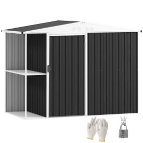 8 X 4ft Outdoor Garden Shed, Metal Shed With Air Vents And Lock For Backyard, Garden, Patio, Dark Gray (Option: Dark gray)