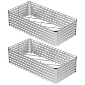 Galvanized Raised Garden Bed, Easy-to-assemble Outdoor Metal Planting Box, Rust-resistant Steel Vegetable, Flower And Herb Planting Bed (Option: 8x4x2ft  2p)