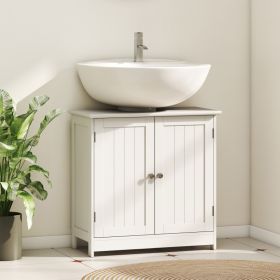 Under Sink Bathroom Cabinet, Pedestal Sink Storage Cabinet with 2 Doors, Shelf and U-Shape, White (Option: White-730x360x130 mm)