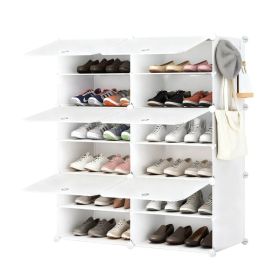 Shoe Rack Storage Cabinet, 8-layer Shoe Storage Cabinet With Door, Stackable And Detachable Shoe Storage Cabinet (Option: White6)