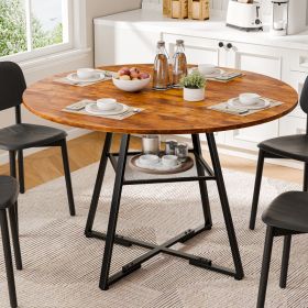 Round Table, Suitable For 4 To 6 People, A Space-saving Kitchen Table With Double-layer Storage Function, Metal Base Frame (Option: Retro Wood  47IN)