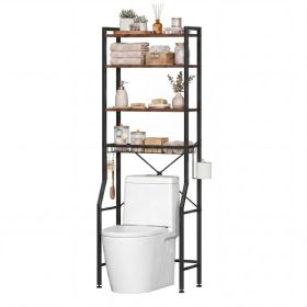 68-inch Independent Bathroom Storage Rack, Iron And Wood Material Toilet Above Storage Rack, Used For Placing Towels And Toiletries In The Bathroom (Option: Brown)