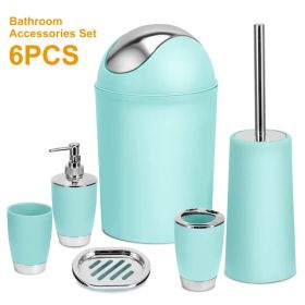 Bathroom Accessories Set 6 Pcs Bathroom Set Ensemble Complete Soap Dispenser Toothbrush Holder (Option: Aqua)
