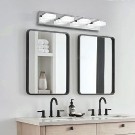 Modern Chrome LED Vanity Light, 4-Lights Wall Sconce For Bathroom And Mirror, Sleek Minimalist Design, Energy-Efficient, Easy To Install (Option: Default)