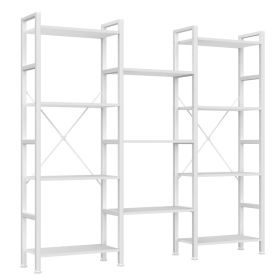 A Wide Bookshelf With Adjustable Shelves, Which Can Be Transformed Into An Industrial-style Display Unit With Three Columns And Four Layers. (Option: White)
