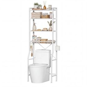 68-inch Independent Bathroom Storage Rack, Iron And Wood Material Toilet Above Storage Rack, Used For Placing Towels And Toiletries In The Bathroom (Option: White)