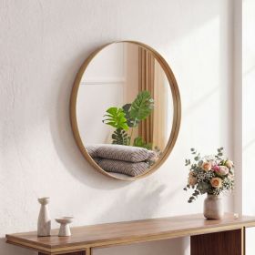Round Wall Mirror With Metal Frame, Bathroom Round Wall Mirror (Option: Gold  20IN)