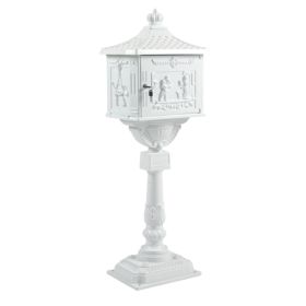 Mailbox Cast Aluminum Black Mail Box Postal Box Security Heavy Duty New (Option: White  Aluminium)